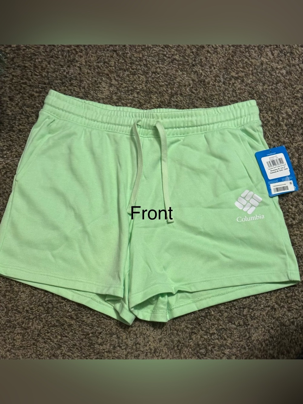 Columbia Women's Trek French Terry Shorts in the lime green/Key West colorway L